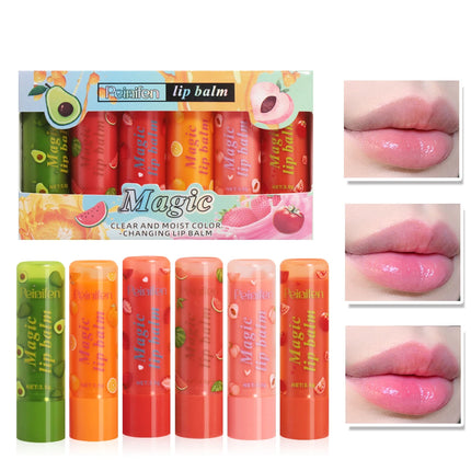 6pcs Fruit colored lipstick, nourishing lips, caring for lips, natural moisturizing lipstick, neutral adult lip care