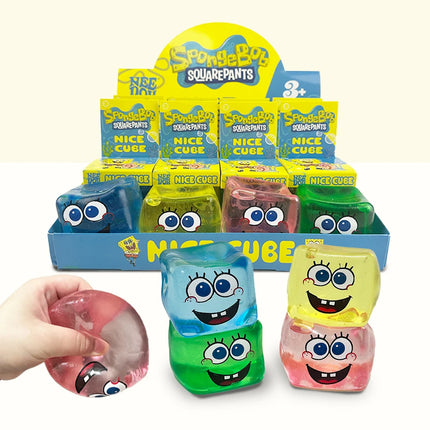 Nee Doh SpongeBob Squishy Toy, Stress Relief Toy, Squishy Vent Ball, Transparent Crystal Cube, Kids Stress Relief Gadget