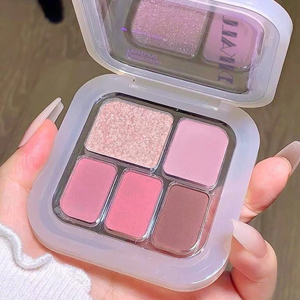 5-Color Punk Smokey Eye Makeup Eyeshadow Palette Silvery White Cement Gray Dark Black Matte & Shimmer Lasting Party Makeup