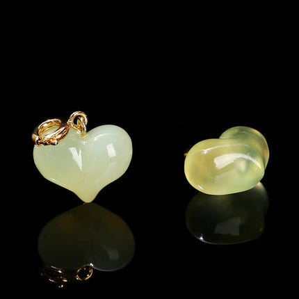 1 Pc Natural Stone Light Green Jade Heart Shape Bead Random Color Pendant For Jewelry Making Diy Necklace Bracelet Accessory