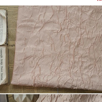 Blush Textured Jacquard Fabric Spring Fall Minimalist Cosmetic Bag Lightweight Elegant Women Sustainable Organic Embossed