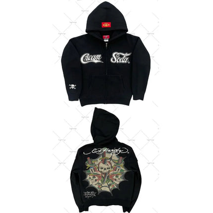 American Gothic Ro Skull Bones Oversized Hoodie Y2K Hip Hop Sle Streetwear No Brand Svel Other Material 00%