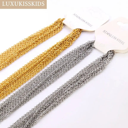 LUXUKISSKIDS 10pcs/lot 1/2mm Basic Batch Chain Rose Gold Color Necklaces Stainless Steel Chains For Women Wholesale DIY Jewelry
