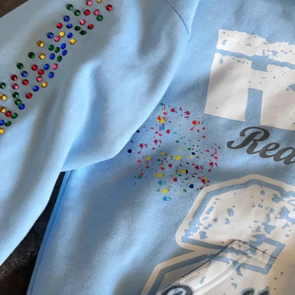 Autumn vintage new style hot brick letter printed cardigan hoodie street trend zipper hooded clothing