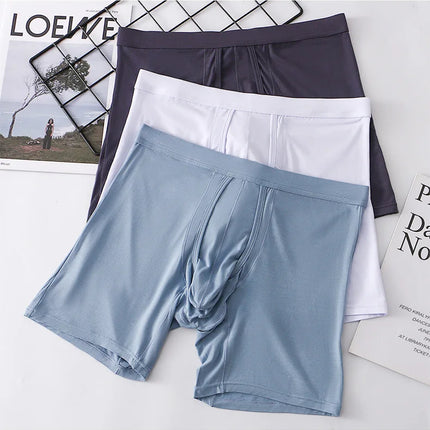 2PCS Mens Long Legs Underwear Separate Ball Pouch Breathable Comfort Sport Seamless Boxer Trunks Shorts Calzoncillo Hombre