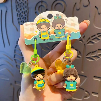 Cute Monchhichi Keychain Kawaii Monchichi Keyring Cartoon Backpack Pendent Charms Birthday Gifts モンチッチ 몬치치