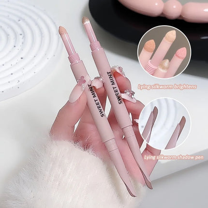 Double Head Lying Silkworm Pen Waterproof Lasting Matte Pearl Fine Brightening Shadow Pen Under Eyelid Outline Eyeshadow Pencil