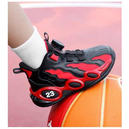 Fashion Basketball Shoes for Kids High-top PU Leather Sports Shoes Children Casual Shoes Boys Girls Comfortable Gym Trainers New