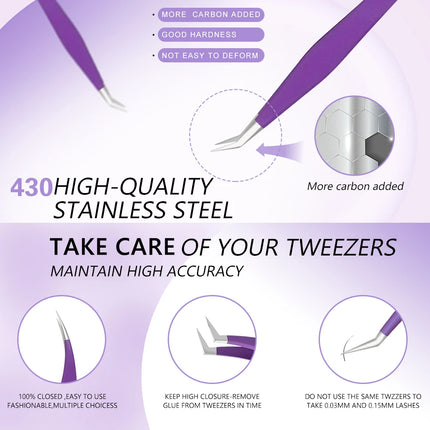 1PC Eyelashes Tweezers Stainless Steel Curved Straight Superhard Tweezers High Precision Anti-static Tweezers for Eyelashes