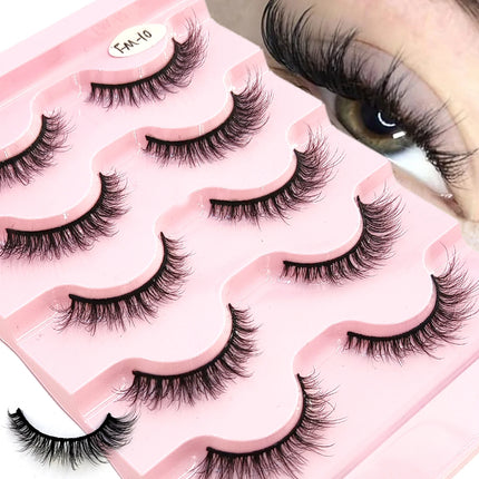 HBZGTLAD 3D natural cat eye fluffy soft cross 5 pairs of comic eyelashes Wispy natural eyelash extension eyelashes
