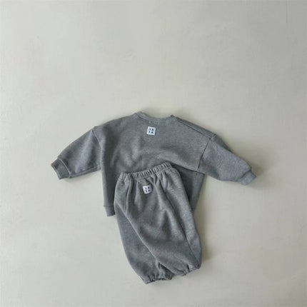 2025 Autumn New Baby Simple Versatile Sports Set Infant Boys Sweatshirt + Pants 2pcs Suit Cotton Kids Girls Solid Casual Outfits