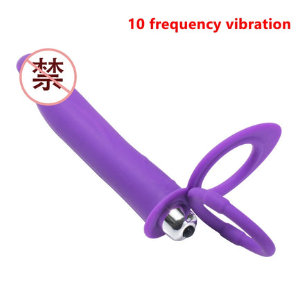Beginner Vibrating Strap On Dildo Double Penetration Anal Plug Soft Silicone Waterproof Adult Toy for Men