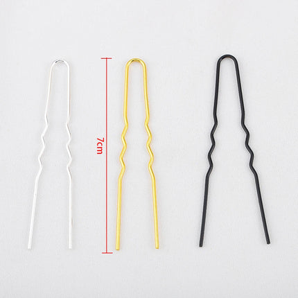 50pcs Women Girls U Shaped Hairpins Base Bun Metal Hairdressing Bobby Bridal Pin Barrette Salon Hair Styling Tools U Clips 7cm