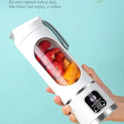 Portable Cordless USB Rechargeable Electric Juicer Cup Blender with Digital Display for Fruit Milkshake Making Home Outdoor Use