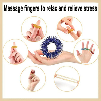 5PCS Stainless Steel Finger Massage Acupressure Ring Stress Relief Anxiety Teens Adults Stress Finger Toys For Adult Kids SBAMQ2
