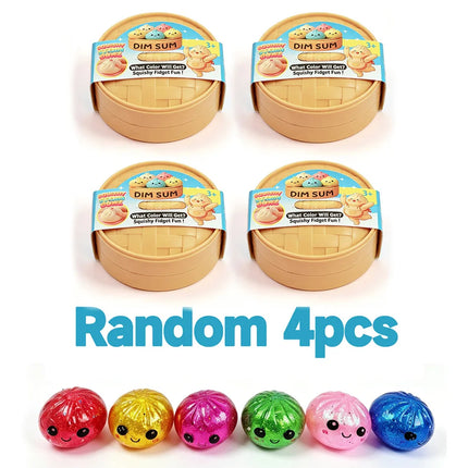 New Colorful Glitter Bead Filled Dumpling Squishy, Blind Box with Gift Box & Hidden Style, Stress Relief Sensory Squeeze Toy