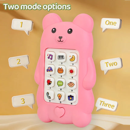 Cute Bear Baby Phone Toy Music Sound Telephone Sleeping Toys Simulation Phone with Lights Kids Early Educational Toy Kids Gifts