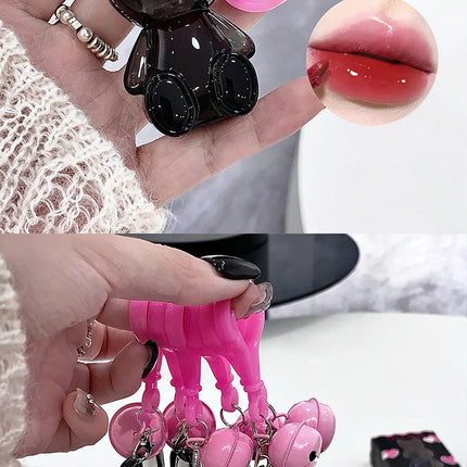 Gege Bear Pink Rabbit Velvet Matte Lip Cream Black Rabbit Water light lip glaze matte mirror pendant lipstick lip gloss