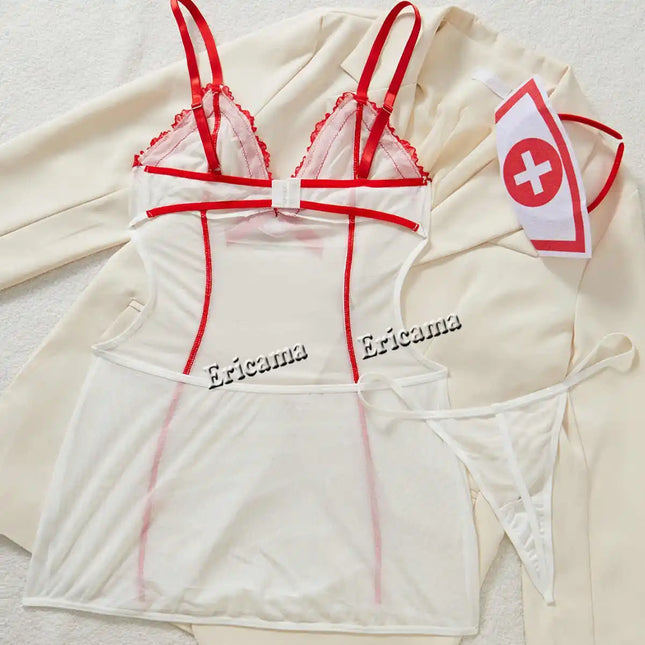 Cosplay Nurse Hot Lingerie Set Sexy Erotic Bra and Panty Set Women Babydoll Lingerie Kit Push Up Seamless Underwear Exotic Sets