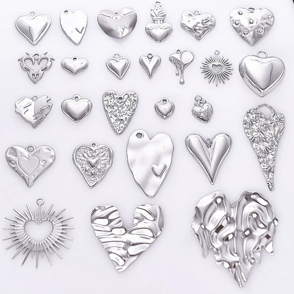 Elegant Love Breloques Stainless Steel Pendants For Jewelry Making Bulk Heart Charm Pendant 5pcs/Lot Materials To Make Bracelets