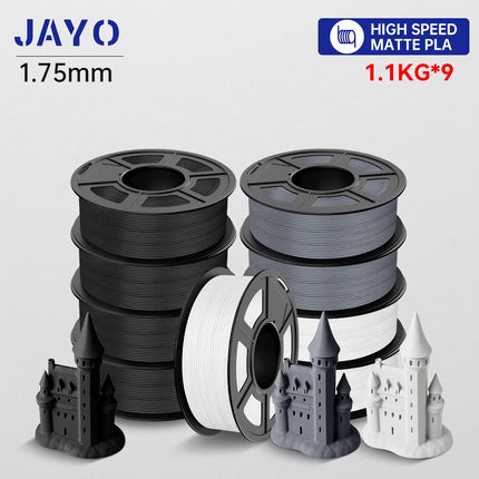 JAYO High Speed PLA matte 3D Filament 1.75mm PLA 3D Printer Filament 9Rolls/set Neatly Wound Matte Effect 3D Printing Materials
