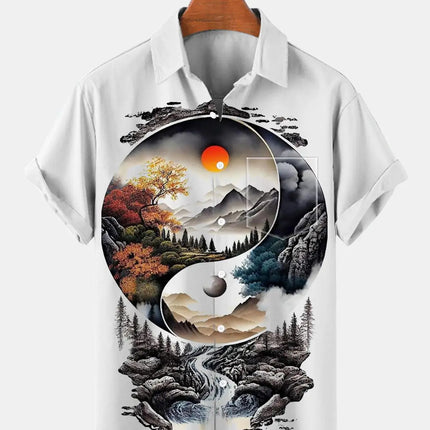 New Hawaii Spring/Summer Fashion Leisure Street Walk Tourist Beach Printed Full Open Short Sleeve Button Shirt, Quick Shipping