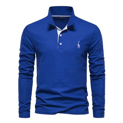 Spring New Style Men's Cotton POLO Shirt Casual Long Sleeve Turn-down Collar Embroidery Deer Fashionable Breathable Polo Top