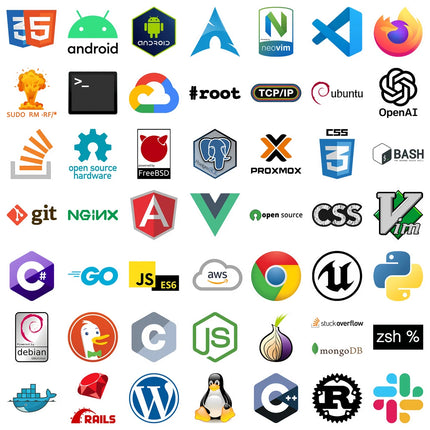 Fun Developers Stickers Programming Logo Github Go JAVA JS PHP OpenAi DIY Toy Gift Decal for Laptop Phone Luggage Waterproof
