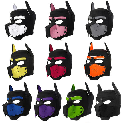 Adjustable Neoprene Puppy Play Hood Mask Pet Roleplay Padded Dog Head Mask BDSM Bondage Gear Adult Fetish Sex Toy for Men Women