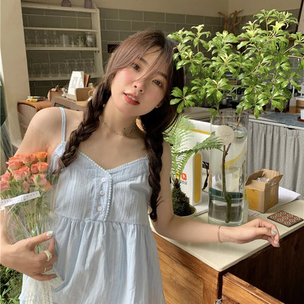Pure Cotton Mini Strap Vest Women's Youthful Solid Color Versatile Sweet First Love Sle Casual Comfortable Top