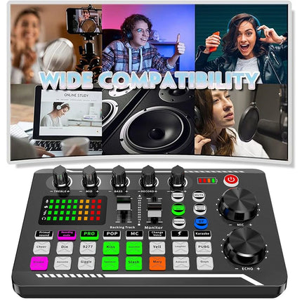 F998 Podcast Live Equipment Bundle, Professional Live Sound Card with Microphone Set Mixer Recording Studio Package Music Singin