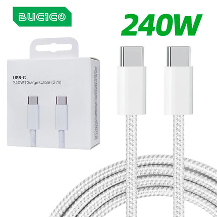 240W USB C to C Charger Cable Type C Fast Charging Braided PD Cable for lPhone 15 16 17E 17 Max lPad Air MacBook Pro ASUS DELL