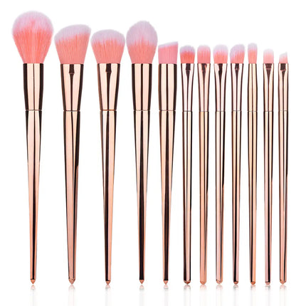 12-Piece Rose-Gold Makeup Brush Set, Professional Blush/Eye Shadow/Highlighter Brushes - Detail Eyebrow & Face Beauty Tools