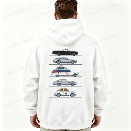 Retro Movie Car Graphic Men's Hooded Hoodies Fleece Hoody Automotive Enthusiast Gift Casual Tracksuits Tops Men Streetwear
