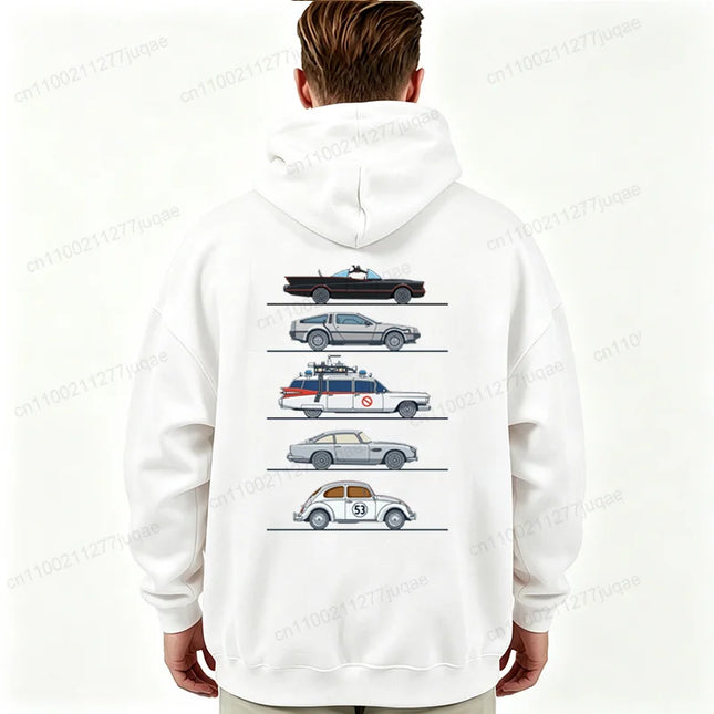 Retro Movie Car Graphic Men's Hooded Hoodies Fleece Hoody Automotive Enthusiast Gift Casual Tracksuits Tops Men Streetwear