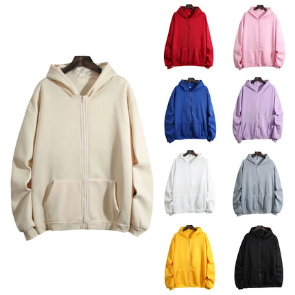 Loose Hoodie Women's Autumn Winter Large Size Zipper Open Cardigan Top Comfortable Breathable Streetwear Style Casual Sweatshirt