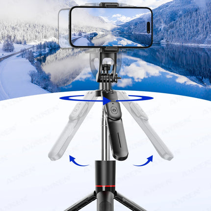 F16 Selfie Stick Tripod with 1708mm Long 8-Section Pole, Bluetooth Remote, 360° Rotation, 1/4 Interface, for Phone Camera Vlog