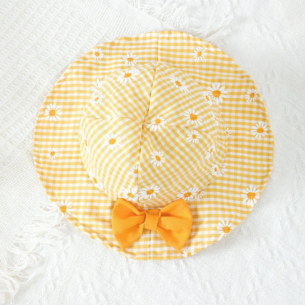 Baby girl Summer Dress Daisy Plaid Chiffon Sweet style Dress+Hat 2Pcs  for Cute Baby Girls aged 0-3 Years Vacation Casual Dress