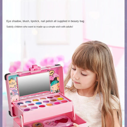 Children Makeup Cosmetics Pretend Playing Box Princess Make Up Girl Toy Play Set Lipstick Eye Shadow Safety Nontoxic Kit Toy Kid
