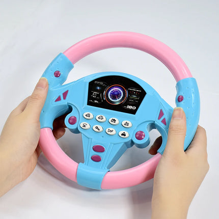 Kids Simulated Steering Wheel Toy with Music Light,Early Educational Electric Sounding Toy Small Steering Wheel Toy Gift for Kid