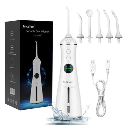 Oral Irrigator Dental Water Flosser LED Display Screen Waterproof  Dental Water Jet Floss 300ML Water Tank 6 Modes 5 Nozzles