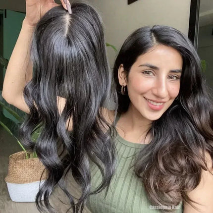 Body Wave Human Hair Topper Hairpiece Wavy 15x16 CM Silk Base Topper Natural Scalp Base Clips In Human Hair Topper 10-22 inch