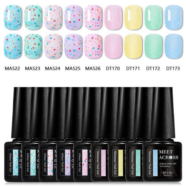 9pcs Macaron Color Gel Nail Polish Set HEMA TPO FREE Semi Permanent Soak Off UV Gel Varnish For Spring Summer Nail Supplies DIY