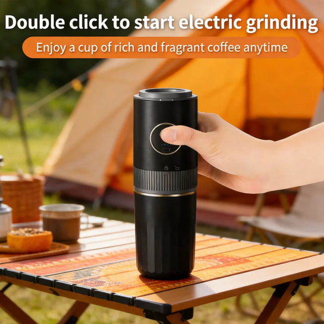 All-in-One Coffee Maker Travel-Friendly Handheld Espresso Machine with Built-in Grinder Mini Pour-Over Cup for Home and Outdoor