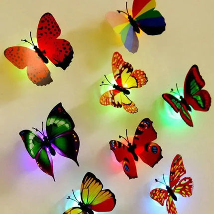 Ranpo Hot Butterfly Night Light Creative Funny Colorful Glowing Butterfly Light Stickable Diy LED House Decorative Wall Lights
