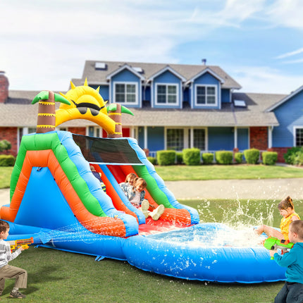 Inflatable water slide, Commercial Bounce House with Water Slide PVC and a 950W Air blower Children's playground bubble pool