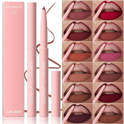 12 Colors Matte Lip Liner Set Long-Lasting Waterproof Lip Pencils with Precise Application Smooth Texture for Defined Lip Contou