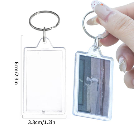 50/1pcs Transparent Rectangle Blank Acrylic Insert Keychain Photo Picture Frame Keyring Holder DIY Split Ring KeyChain Gifts