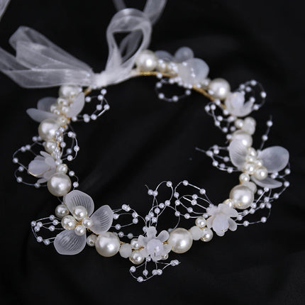 Pearl Flower Wreath Headband Girls Bridal Elegant Crowns Hair Headdress Bride Garland Head Hoop Wedding Headbands Hair Jewelry