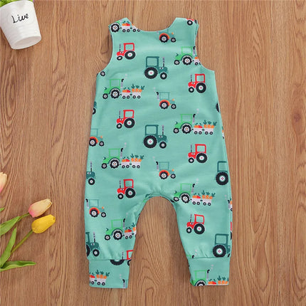 0-24months Baby Cartoon Patterns Jumpsuit Mermaid Zebra Tractor Alpaca Print Romper For Boys And Girl Summer Sleeveless Playsuit